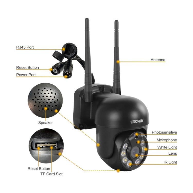 ESCAM WNK610 3.0 Million Pixels Wireless Dome IP Camera, Support Motion Detection & Two-way Audio & Full-color Night Vision & TF Card, EU Plug, WNK610 ESCAM WNK610 3.0 Million Pixels Wireless Dome IP Camera, Support Motion Detection & Two-way Audio & Full-color Night Vision & TF Card, EU Plug, WNK610